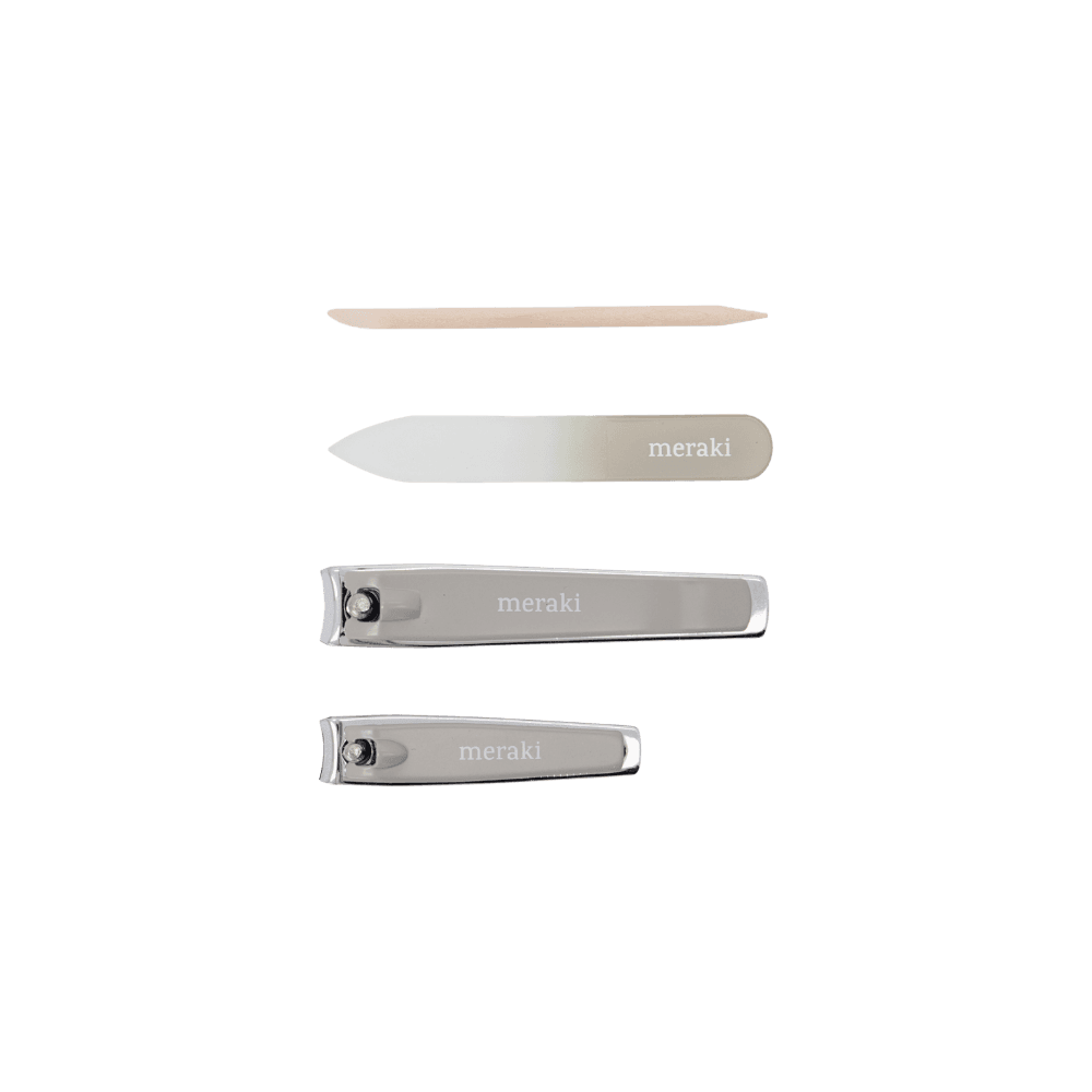 Nail kit, MKw. cuticle pusher, nail file, small clipper and, Grey - Image 1